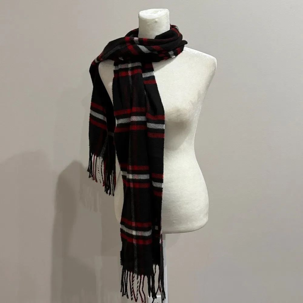 Preston & York Plaid Scarf  with Fringe